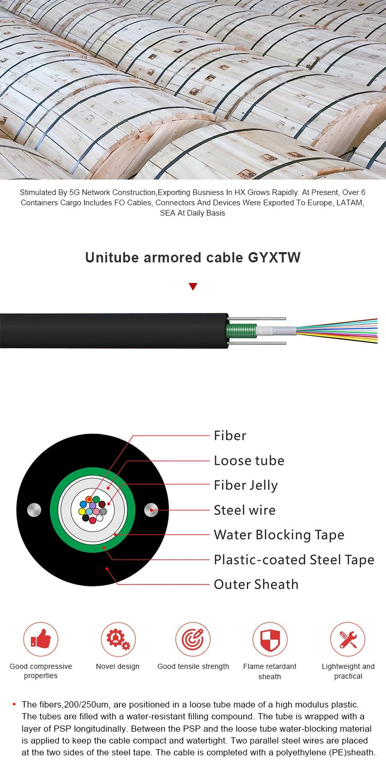 Shenzhen Hanxin 24 Years Fiber Optic Cables GYXTW Marine Multicore LSZH Cable