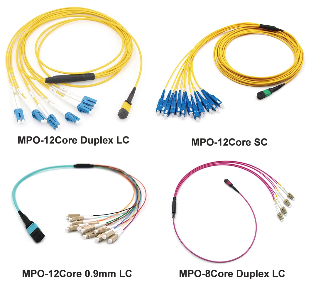China Factory 12~72 Core MPO-LC/SC/FC/ST Single-Multimode PVC LSZH Optic Breakout Patch Cable